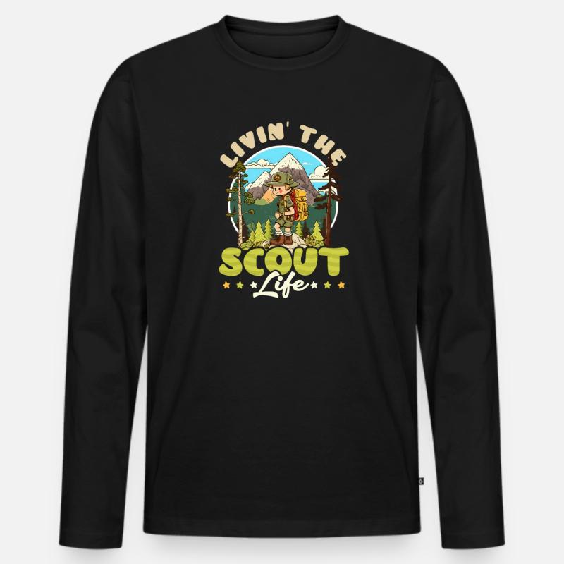 Pfadfinderleben - Männer Premium Bio Langarmshirt - Schwarz