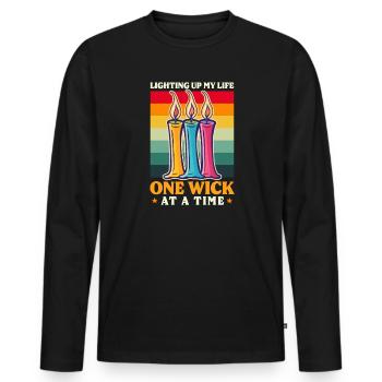 Bougie faisant éclairer la vie une mèche à la fois - T-shirt manches longues Premium bio Homme - noir - Devant - Nico (187cm)