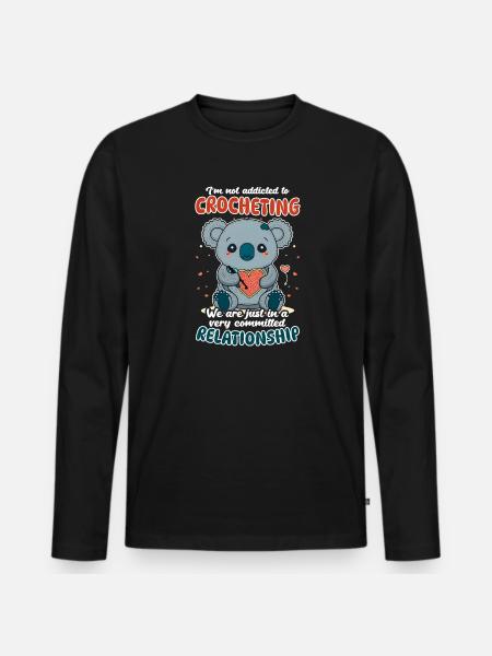 Crocheting Comitted Relationship Coala - Men's Premium Organic Long Sleeve Shirt - black
