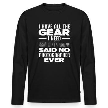 Photograph Ausrüstung - Männer Premium Bio Langarmshirt - Schwarz - Vorne - Nico (187cm)