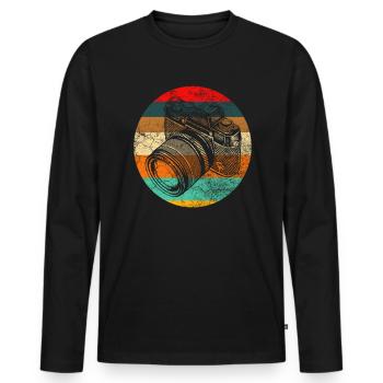 Retro Photograph - Männer Premium Bio Langarmshirt - Schwarz - Vorne - Nico (187cm)