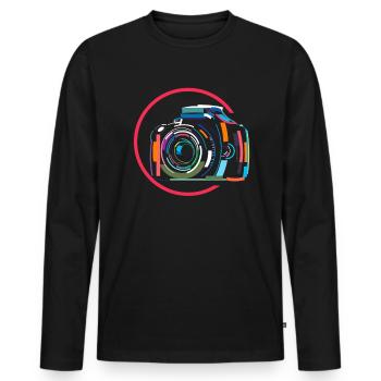 Photograph - Männer Premium Bio Langarmshirt - Schwarz - Vorne - Nico (187cm)