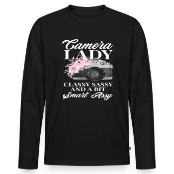 Photograph Frau - Männer Premium Bio Langarmshirt - Schwarz - Vorne - Nico (187cm)