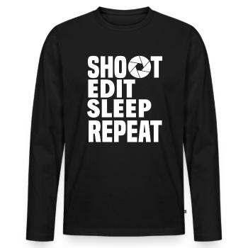 Photograph Beruf - Männer Premium Bio Langarmshirt - Schwarz - Vorne - Nico (187cm)