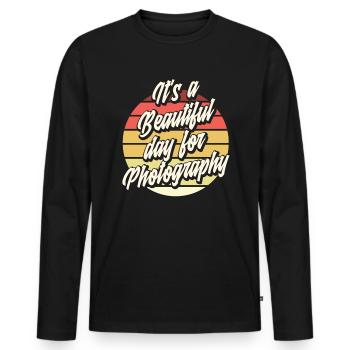 Photograph Fotographie - Männer Premium Bio Langarmshirt - Schwarz - Vorne - Nico (187cm)