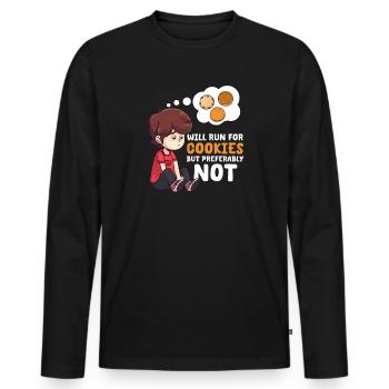 Cookie Lover courra pour les cookies mais de préférence N - T-shirt manches longues Premium bio Homme - noir - Devant - Nico (187cm)