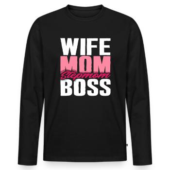 Belle-mère - T-shirt manches longues Premium bio Homme - noir - Devant - Nico (187cm)