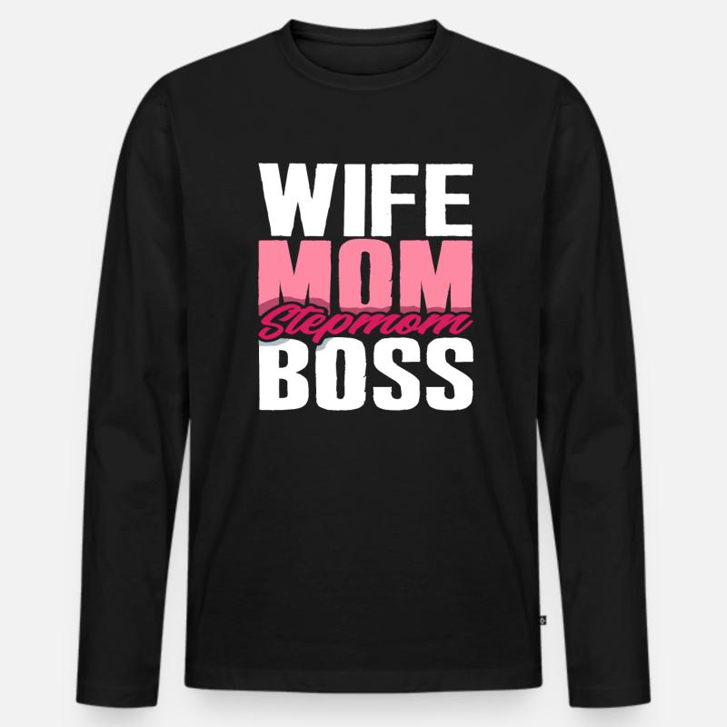 Stiefmama - Männer Premium Bio Langarmshirt - Schwarz