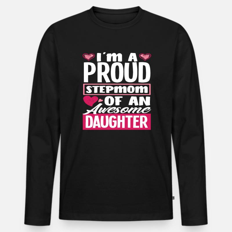 Stolze Stiefmama - Männer Premium Bio Langarmshirt - Schwarz