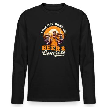 Road Worker Runs On Beer And Concrete - Men's Premium Organic Long Sleeve Shirt - black - Front - Nico (187cm)
