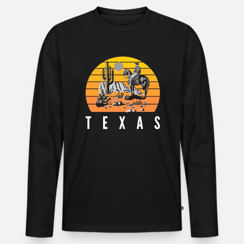 Texas Wüste - Männer Premium Bio Langarmshirt - Schwarz