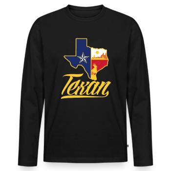 Texas Texans - T-shirt manches longues Premium bio Homme - noir - Devant - Nico (187cm)
