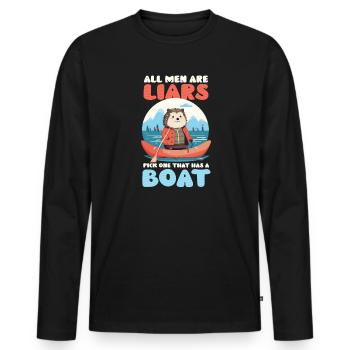 Boating Man Are Liars Pick One With Boat - Men's Premium Organic Long Sleeve Shirt - black - Front - Nico (187cm)