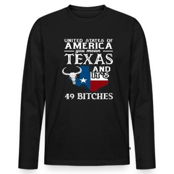 Texas Herkunft - Männer Premium Bio Langarmshirt - Schwarz - Vorne - Nico (187cm)
