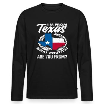 Texans d’origine texane - T-shirt manches longues Premium bio Homme - noir - Devant - Nico (187cm)