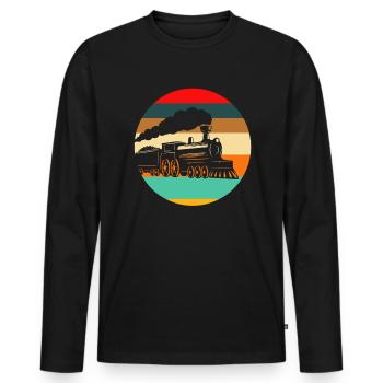 Retro Train Trains Train Spotter - Men's Premium Organic Long Sleeve Shirt - black - Front - Nico (187cm)