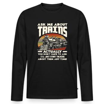 Train Trains Passion Train Driver - Men's Premium Organic Long Sleeve Shirt - black - Front - Nico (187cm)