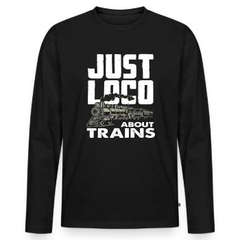 Locomotive Train Trains Hobby Train Spotter - Men's Premium Organic Long Sleeve Shirt - black - Front - Nico (187cm)