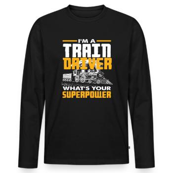 Train Trains Train Driver Profession Superpower - Men's Premium Organic Long Sleeve Shirt - black - Front - Nico (187cm)