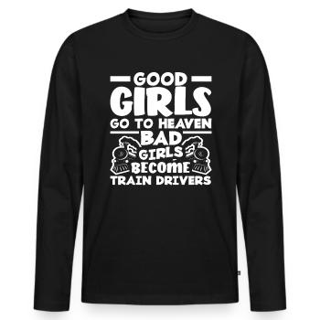 Train Driver Woman Train Trains Occupation - Men's Premium Organic Long Sleeve Shirt - black - Front - Nico (187cm)
