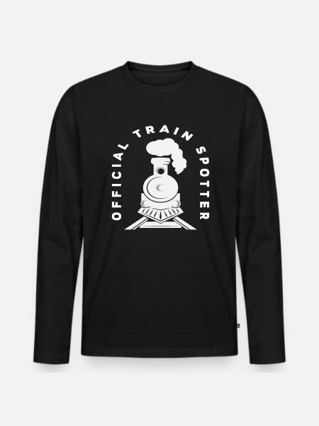 Train Trains Hobby Train Spotter - T-shirt manches longues Premium bio Homme - noir