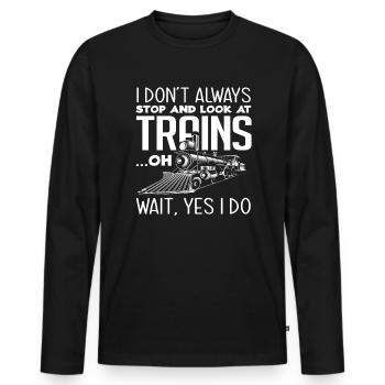 Train Trains Hobby Train Spotter - Men's Premium Organic Long Sleeve Shirt - black - Front - Nico (187cm)