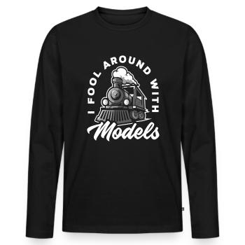 Train Trains Model Train Railway - Men's Premium Organic Long Sleeve Shirt - black - Front - Nico (187cm)