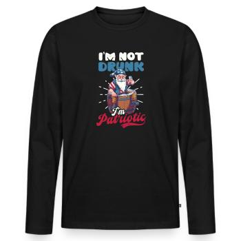 4 juillet American Gnome Not Drunk I’m Patriotic (en anglais seulement) - T-shirt manches longues Premium bio Homme - noir - Devant - Nico (187cm)