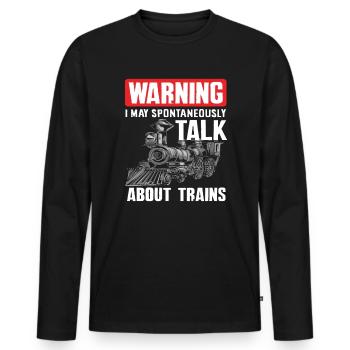 Train Trains Hobby Train Spotter Railway - Men's Premium Organic Long Sleeve Shirt - black - Front - Nico (187cm)