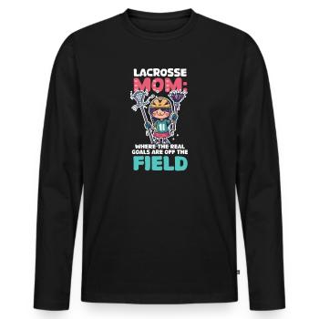 Lacrosse Mom Echte Tore sind abseits des Spielfelds - Männer Premium Bio Langarmshirt - Schwarz - Vorne - Nico (187cm)