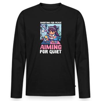 Lacrosse-Mutter schießt für den Frieden, strebt nach Ruhe - Männer Premium Bio Langarmshirt - Schwarz - Vorne - Nico (187cm)