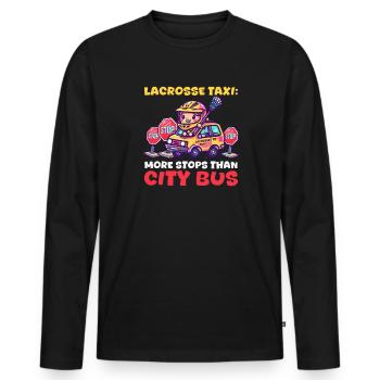Lacrosse Mom Lacrosse Taxi : plus d’arrêts que la ville B - T-shirt manches longues Premium bio Homme - noir - Devant - Nico (187cm)