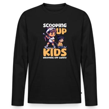 Lacrosse-Mutter holt Kinder auf und lässt den Verstand fallen - Männer Premium Bio Langarmshirt - Schwarz - Vorne - Nico (187cm)