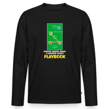 Lacrosse Mom Defense Against Chaos: Das Playbo einer Mutter - Männer Premium Bio Langarmshirt - Schwarz - Vorne - Nico (187cm)