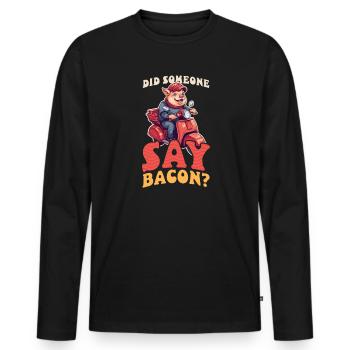 Speck Jemand sagt Speck - Männer Premium Bio Langarmshirt - Schwarz - Vorne - Nico (187cm)