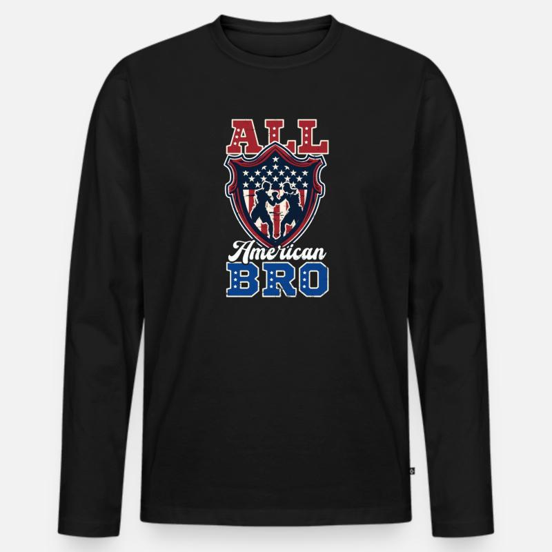 Boxen All American Bro - Männer Premium Bio Langarmshirt - Schwarz