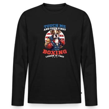 Boxe Boxe Leçon - T-shirt manches longues Premium bio Homme - noir - Devant - Nico (187cm)
