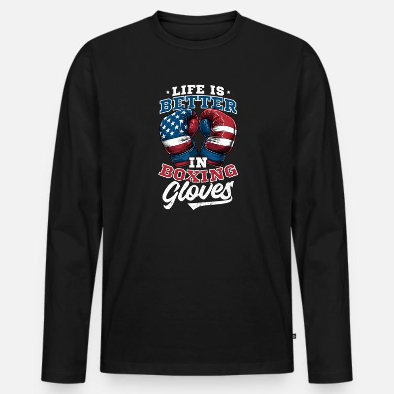 Besser boxen mit Boxhandschuhen Amerika - Männer Premium Bio Langarmshirt - Schwarz