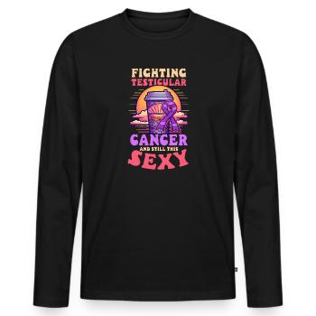 La sensibilisation au cancer des testicules reste sexy - T-shirt manches longues Premium bio Homme - noir - Devant - Nico (187cm)