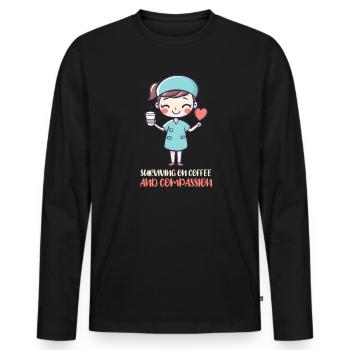 Nurse Mom Surviving on Coffee and Compassion - Men's Premium Organic Long Sleeve Shirt - black - Front - Nico (187cm)