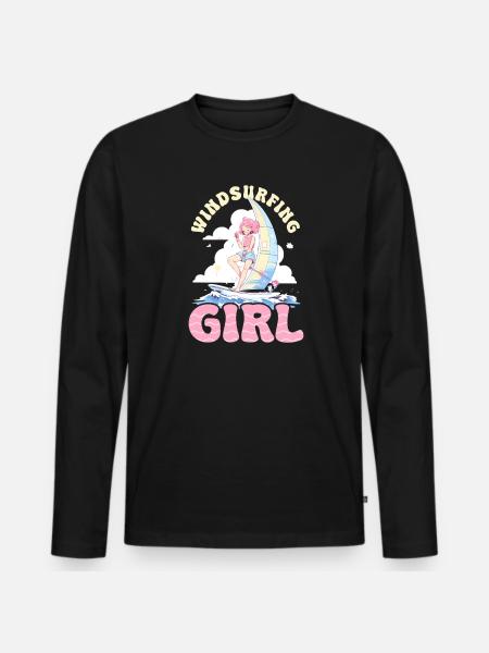 Windsurfen Windsurfen Mädchen - Männer Premium Bio Langarmshirt - Schwarz