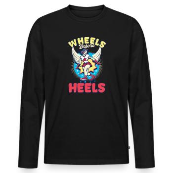 Roller Derby Räder vor Absätzen - Männer Premium Bio Langarmshirt - Schwarz - Vorne - Nico (187cm)