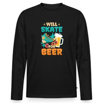 Roller Derby Skate pour la bière - T-shirt manches longues Premium bio Homme - noir - Devant - Nico (187cm)