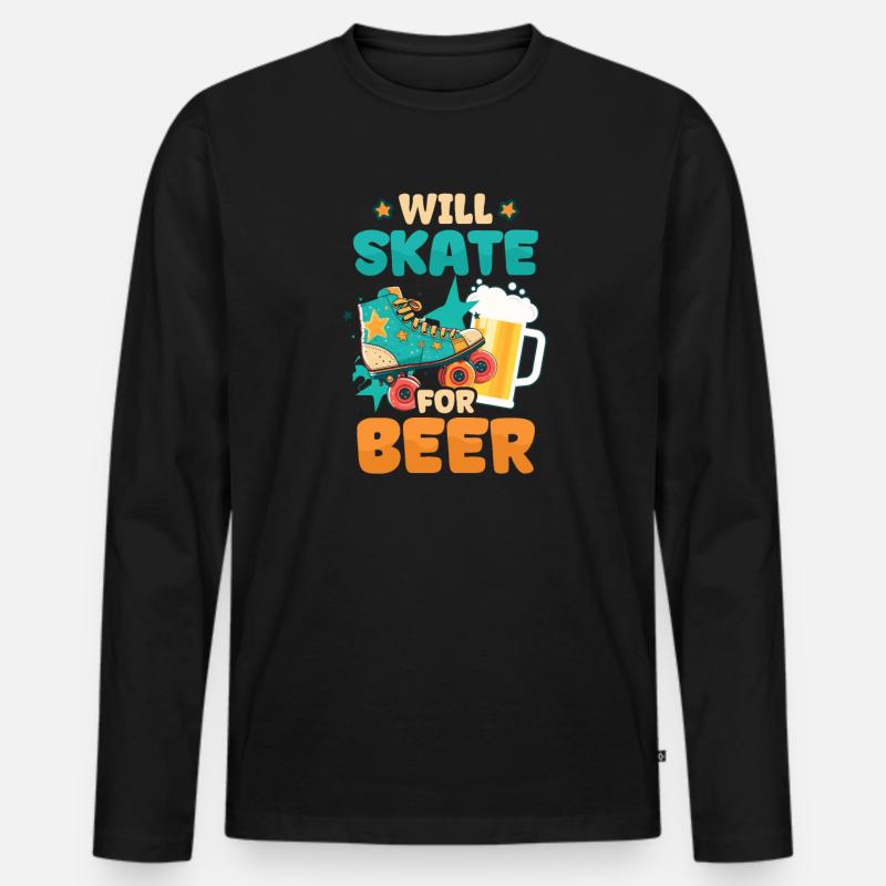 Roller Derby Skate für Bier - Männer Premium Bio Langarmshirt - Schwarz
