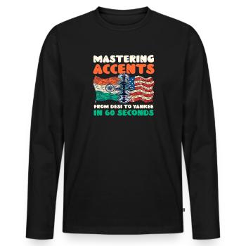 American Indian Mastering Accents Desi Yankee - Men's Premium Organic Long Sleeve Shirt - black - Front - Nico (187cm)