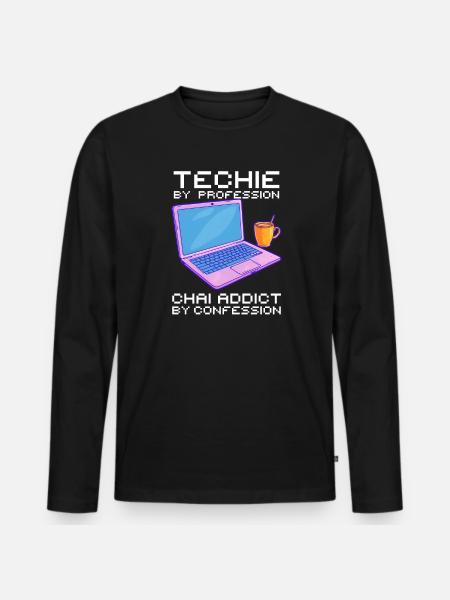 American Indian Techie Profession Chai Confession - Men's Premium Organic Long Sleeve Shirt - black