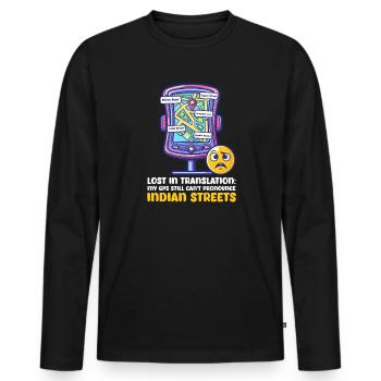 Indianer können Indianer immer noch nicht indianisch stree aussprechen - Männer Premium Bio Langarmshirt - Schwarz - Vorne - Nico (187cm)