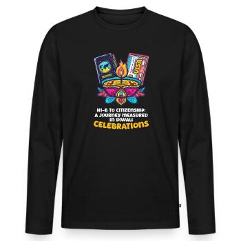 Amerikanischer Indianer H1-B zur Staatsbürgerschaft - Männer Premium Bio Langarmshirt - Schwarz - Vorne - Nico (187cm)