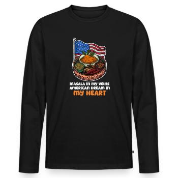 Indianer Masala Adern American Dream Herz - Männer Premium Bio Langarmshirt - Schwarz - Vorne - Nico (187cm)