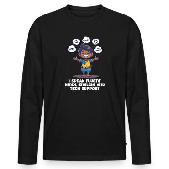 American Indian Speak Hindi, English Tech Support - Men's Premium Organic Long Sleeve Shirt - black - Front - Nico (187cm)